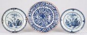 DELFTWARE CHARGER AND TWO PLATES,