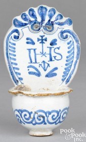 DUTCH DELFT HOLY WATER FONT, 18TH