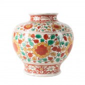 CHINESE MING STYLE FLORAL BALUSTER