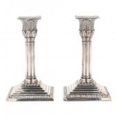 PAIR OF VICTORIAN SILVER CANDLESTICKS,