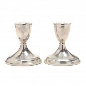 PAIR OF STERLING SILVER CANDLESTICKS,