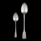 TWO GEORGIAN SILVER SERVING SPOONS