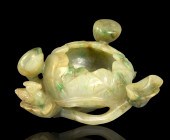 CHINESE JADEITE CARVED WATER COUPE,