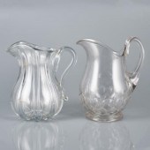 TWO LARGE GLASS PITCHERSCirca 1850,