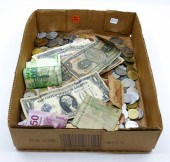 Box Old Foreign Coins & Currency