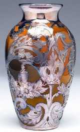 porcelain vase silver overlay